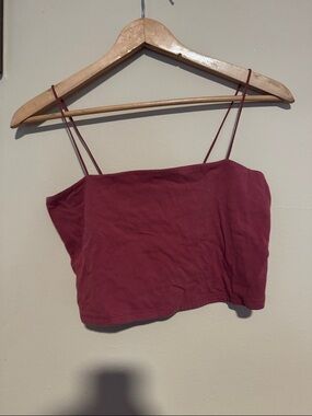 Aeropostale Burgundy Double Spaghetti Strap Cropped Camisole